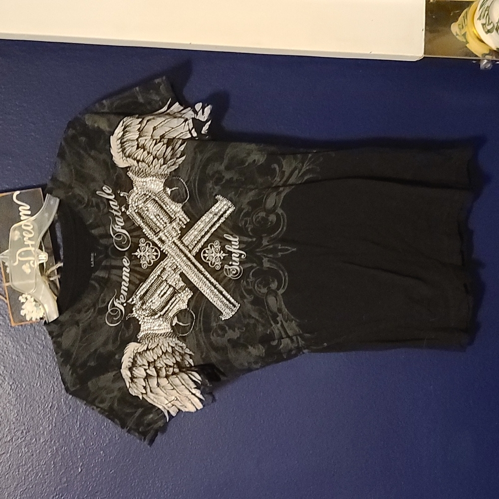 Sinful rhinestone guns tshirt